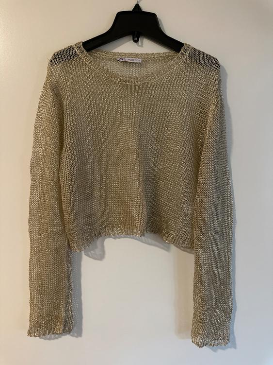 METALLIC THREAD MESH SWEATER TOP