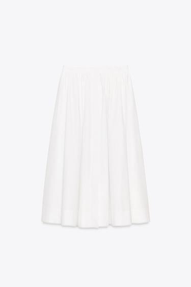 JUPE MIDI POPELINE ZW COLLECTION - Blanc de Zara - Image 4