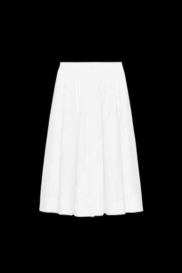 ZW COLLECTION POPLIN MIDI SKIRT - White by Zara - Image 0