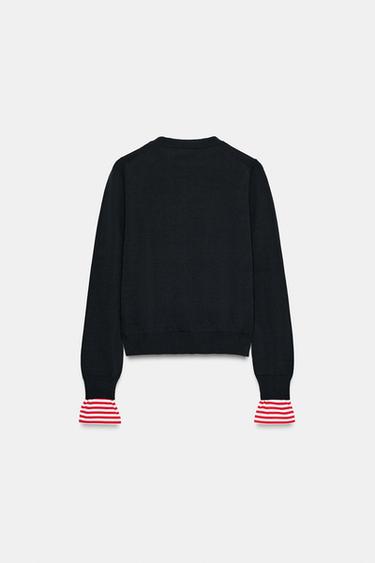 STRIPED COMBINED KNIT JUMPER - Navy blue by Zara - Image 8