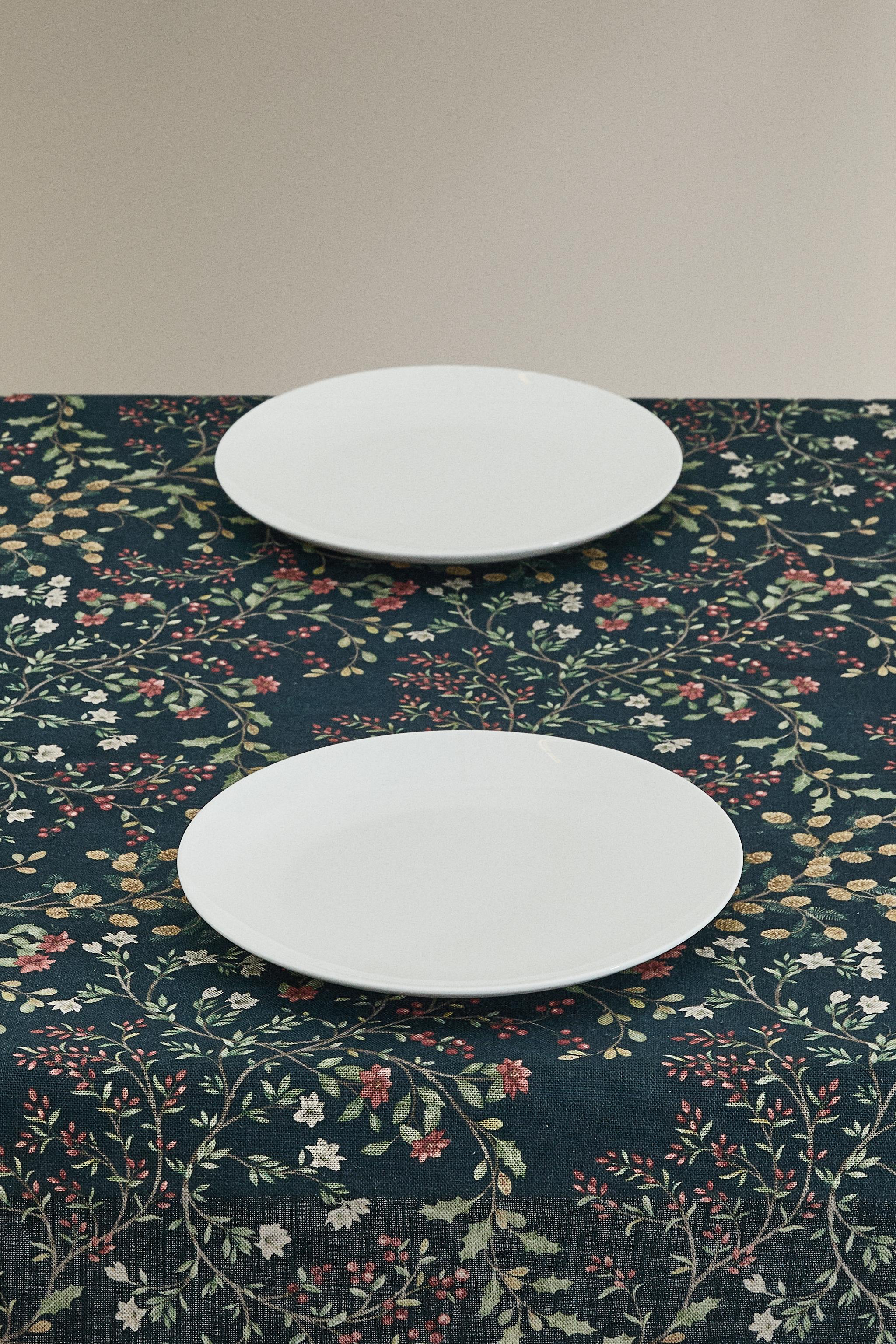 CHRISTMAS FLORAL COTTON LINEN TABLECLOTH