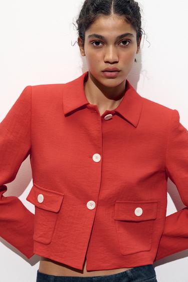 RUSTIC BLAZER WITH PADDED SHOULDERS - Red by Zara