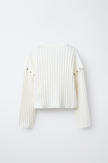 PULL EN MAILLE AVEC PIÈCE CŒUR - Écru de Zara - Image 1