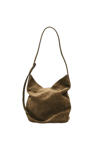 Distressed effect split suede leather bucket bag — 566 1