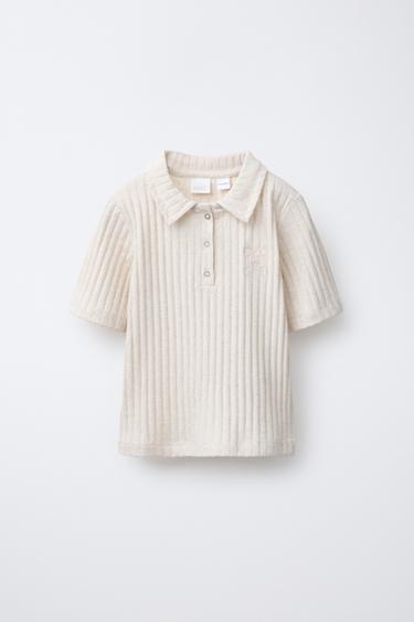 TEXTURED POLO T-SHIRT - Beige by Zara - Image 0