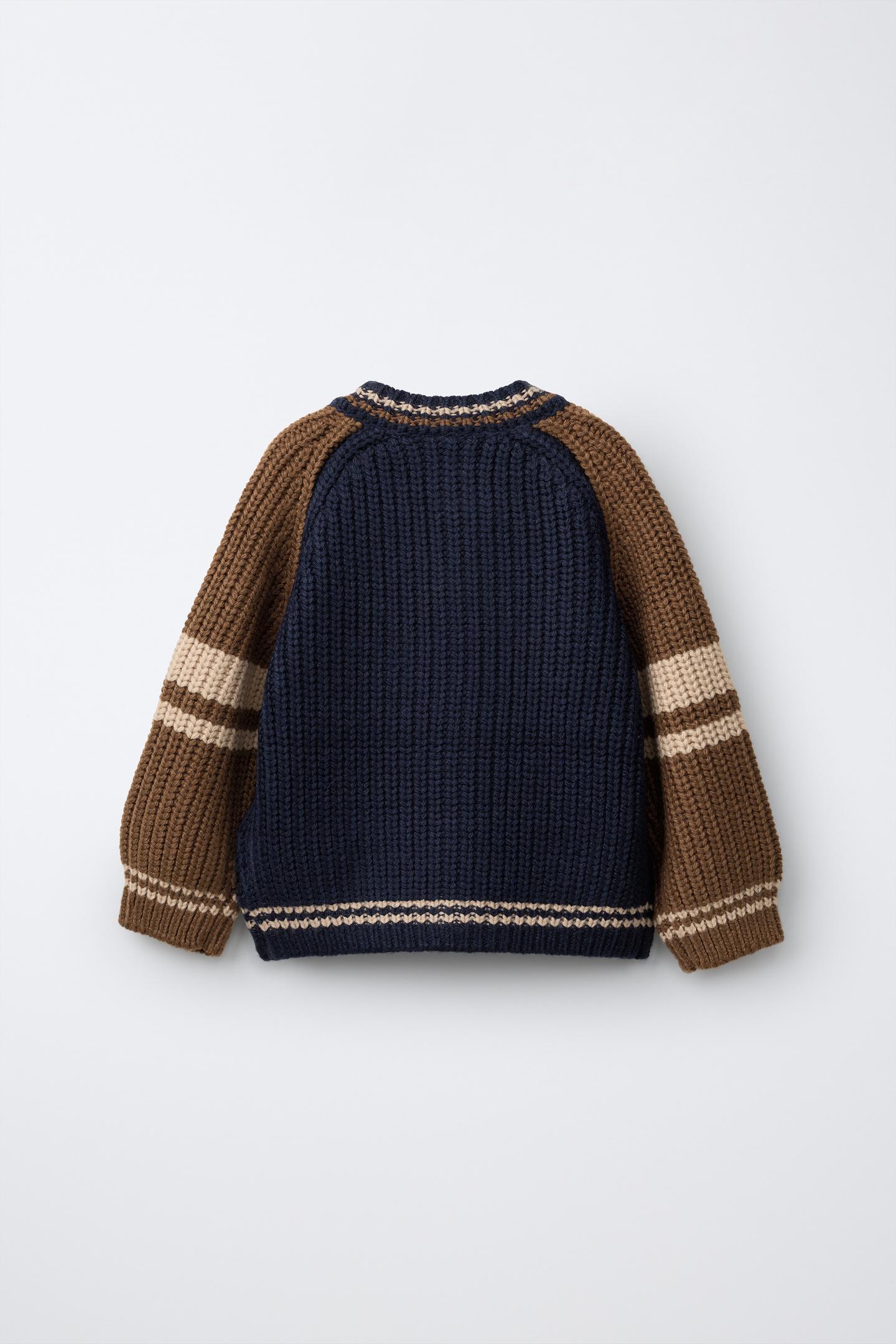 Детский кардиган Zara Snoopy Peanuts™ Embroidered, цвет: Коричневый синий — фото 2