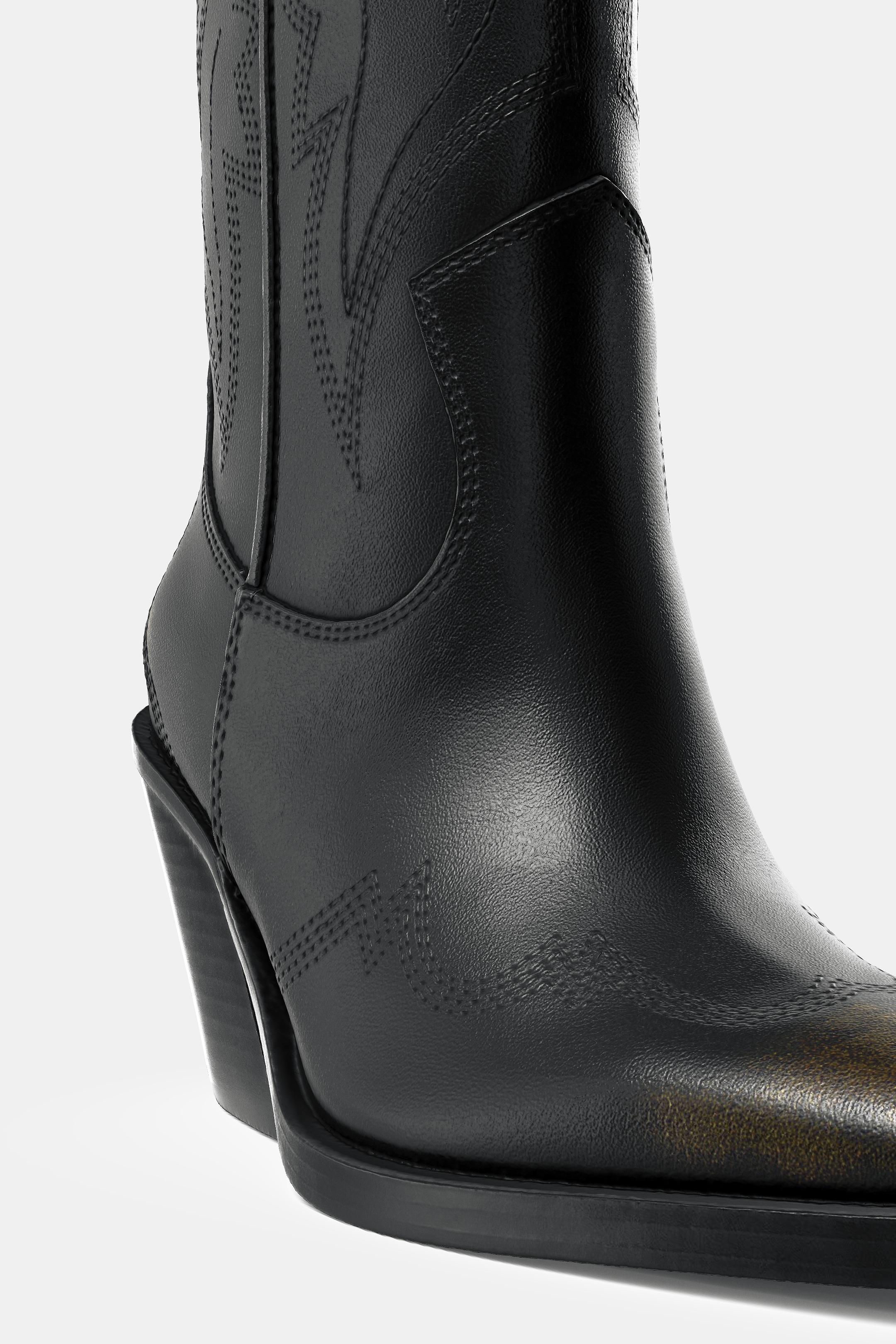 BOTA COWBOY BORDADOS - Negro de Zara