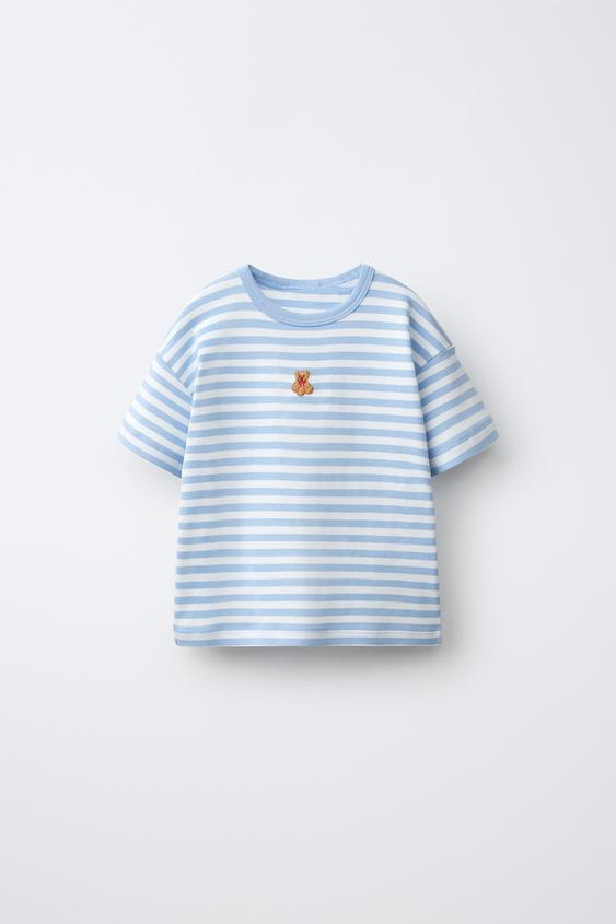 STRIPED BEAR EMBROIDERY T-SHIRT - striped de Zara - Imagen 0