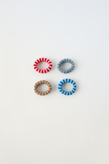 LOT DE QUATRE CHOUCHOUS LARGES À RAYURES - Multicolore de Zara