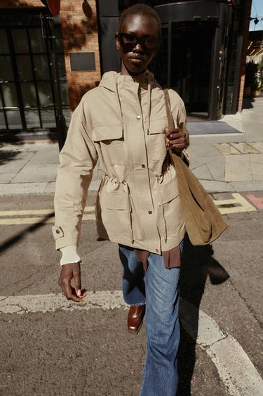 HOODED MULTI-POCKET JACKET - camel by Zara - Image 1