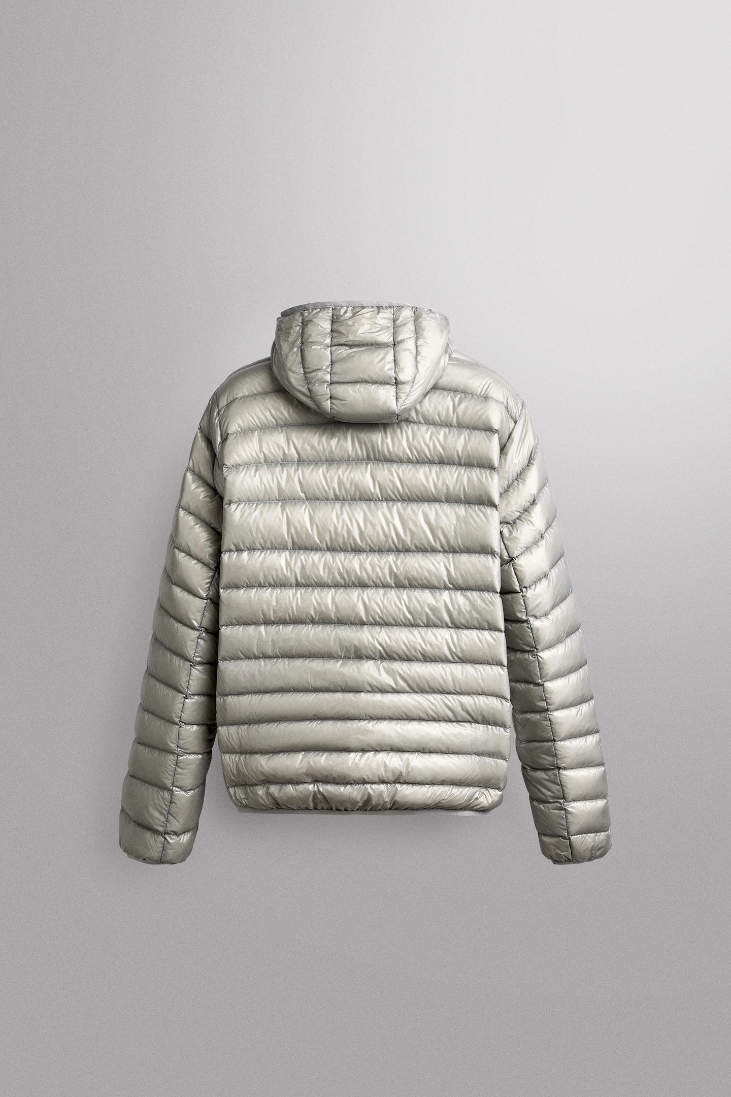 Мужская куртка Zara Technical 90/10 Down Jacket, цвет: Светлый серый — фото 8