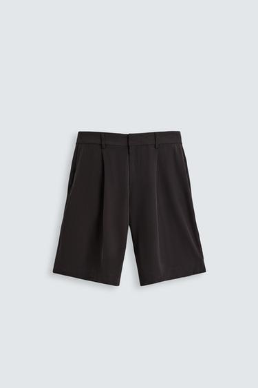 BERMUDA PLIEGUES WIDE FIT - Chocolate de Zara