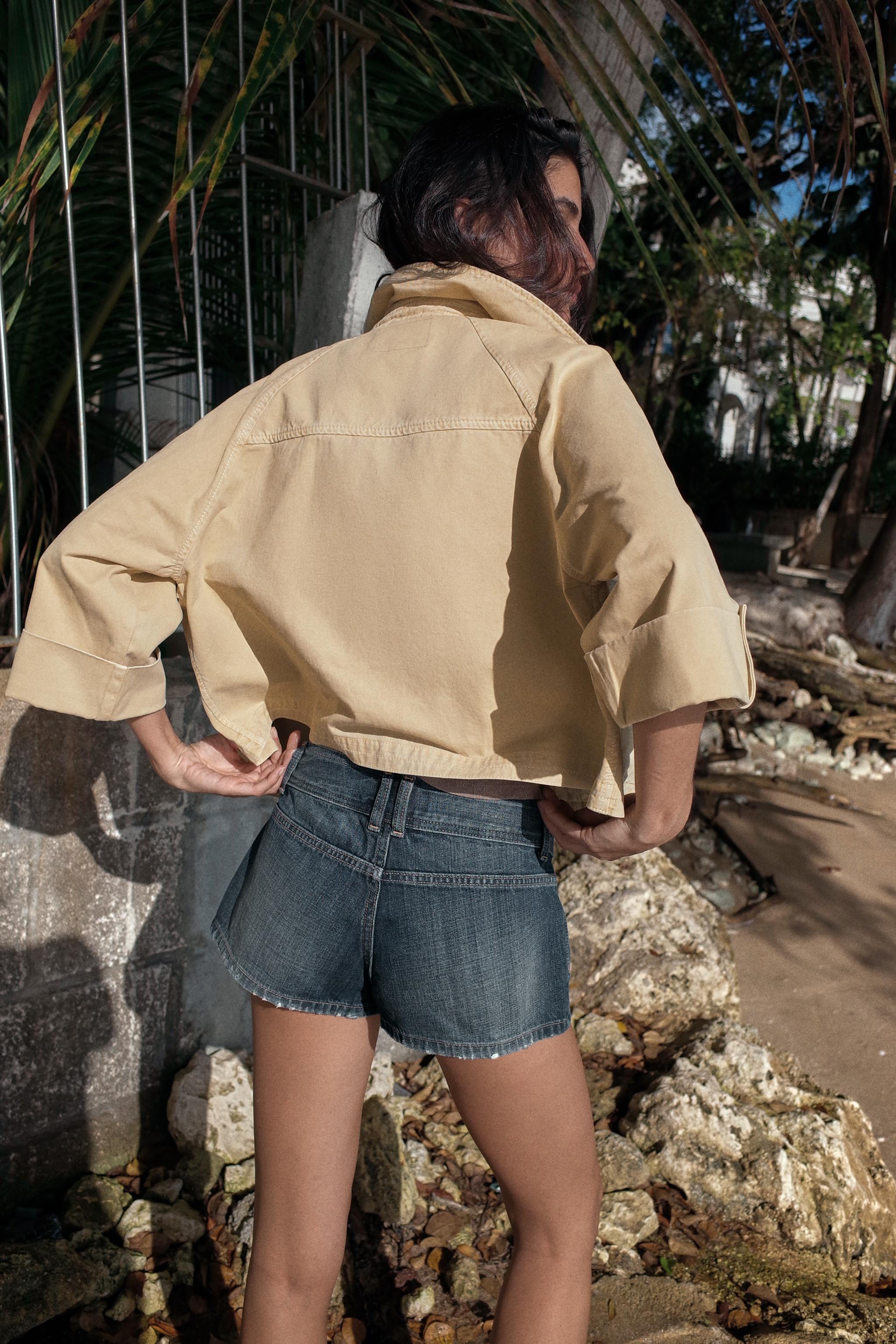 WASHED EFFECT SHORT TRENCH COAT