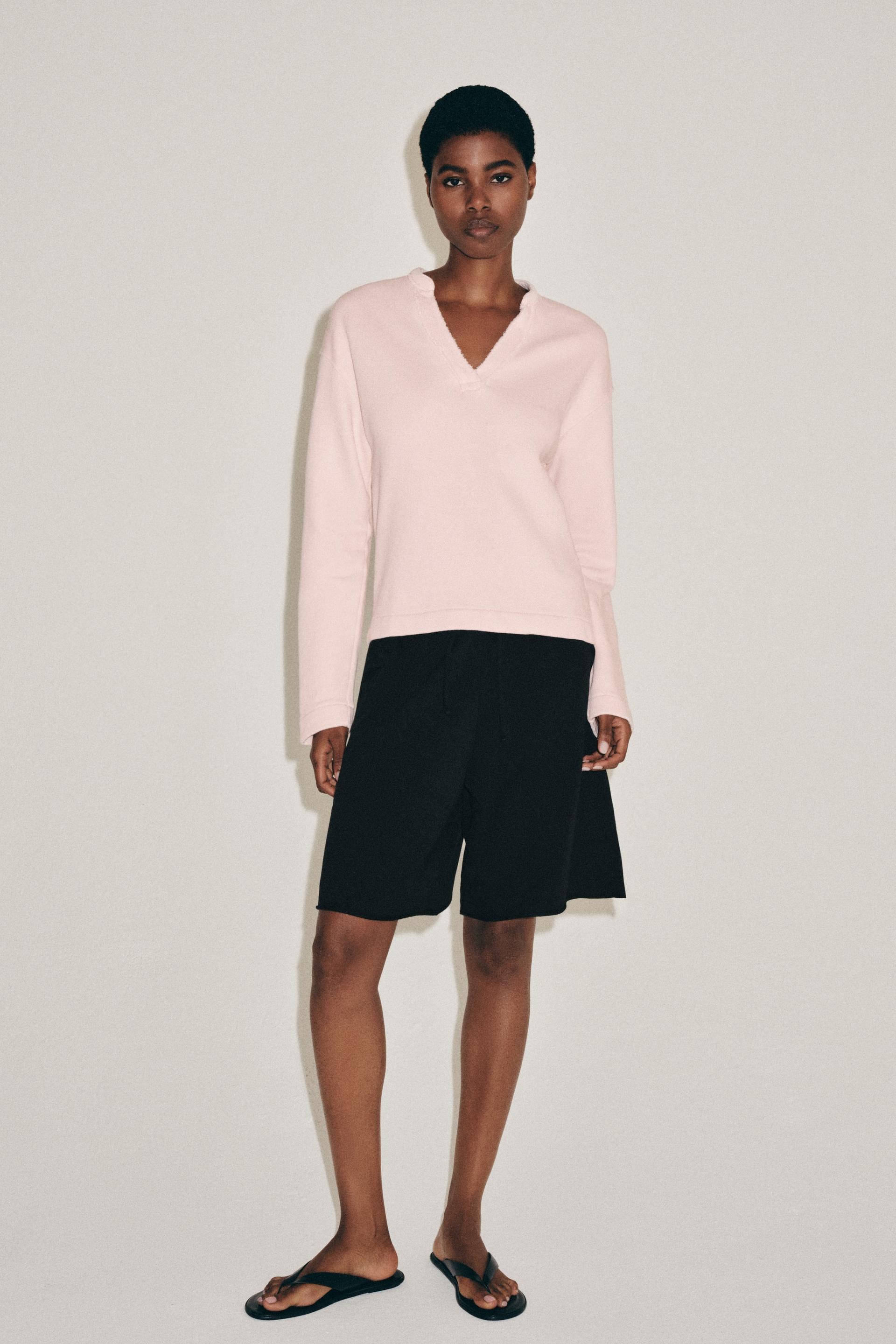 Cotton V-Neck Sweatshirt