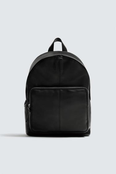 Zara LEATHER BACKPACK - Black