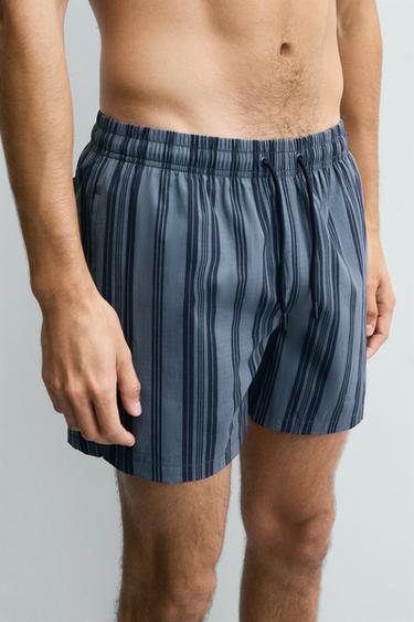 STRIPED MEDIUM SWIMMING TRUNKS - Navy blue by Zara - Image 4