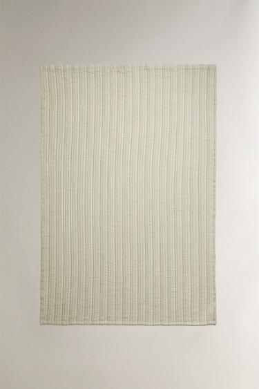 Zara COTTON MUSLIN BLANKET - Blue - Image 0