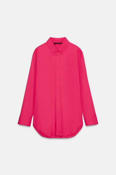Zara POPLIN SHIRT - Raspberry