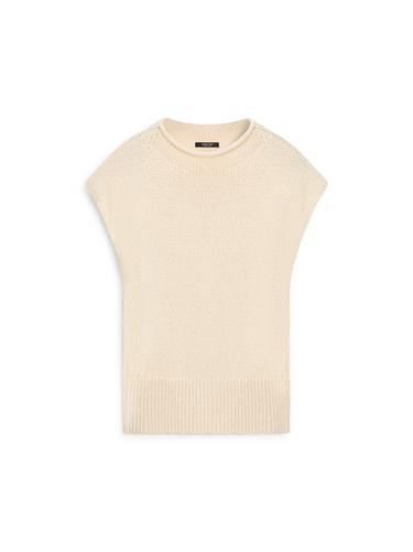 Veste sans manches en maille de coton mélangé - Écru de Zara