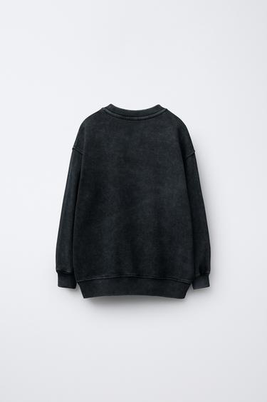 PRINTED FADED-EFFECT SWEATSHIRT - Anthracite grey by Zara - Image 1