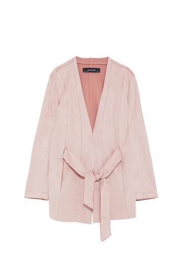 FAUX SUEDE JACKET WITH BELT
