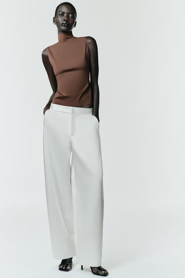 Zara HIGH COLLAR T-SHIRT - Brown