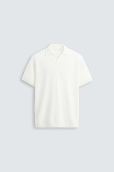 TEXTURED KNIT POLO SHIRT - Ecru by Zara