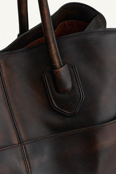 SAC PORTÉ ÉPAULE EN CUIR ÉDITION LIMITÉE - Marron de Zara - Image 9