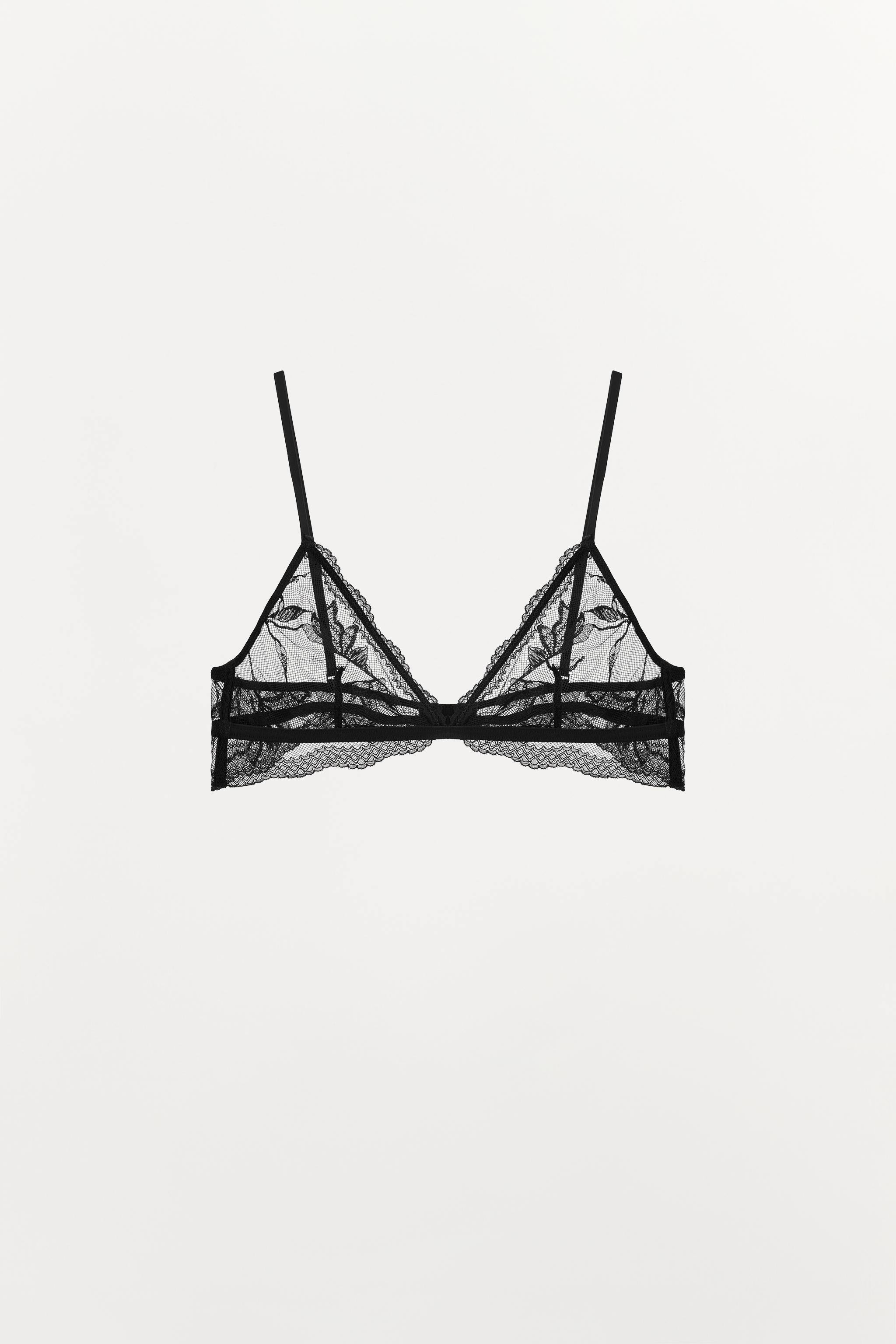 TRIANGLE BRA WITH FLORAL EMBROIDERY