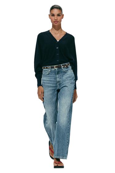 JEANS Z1975 STRAIGHT TAPERED TIRO ALTO CINTURÓN - Azul claro de Zara