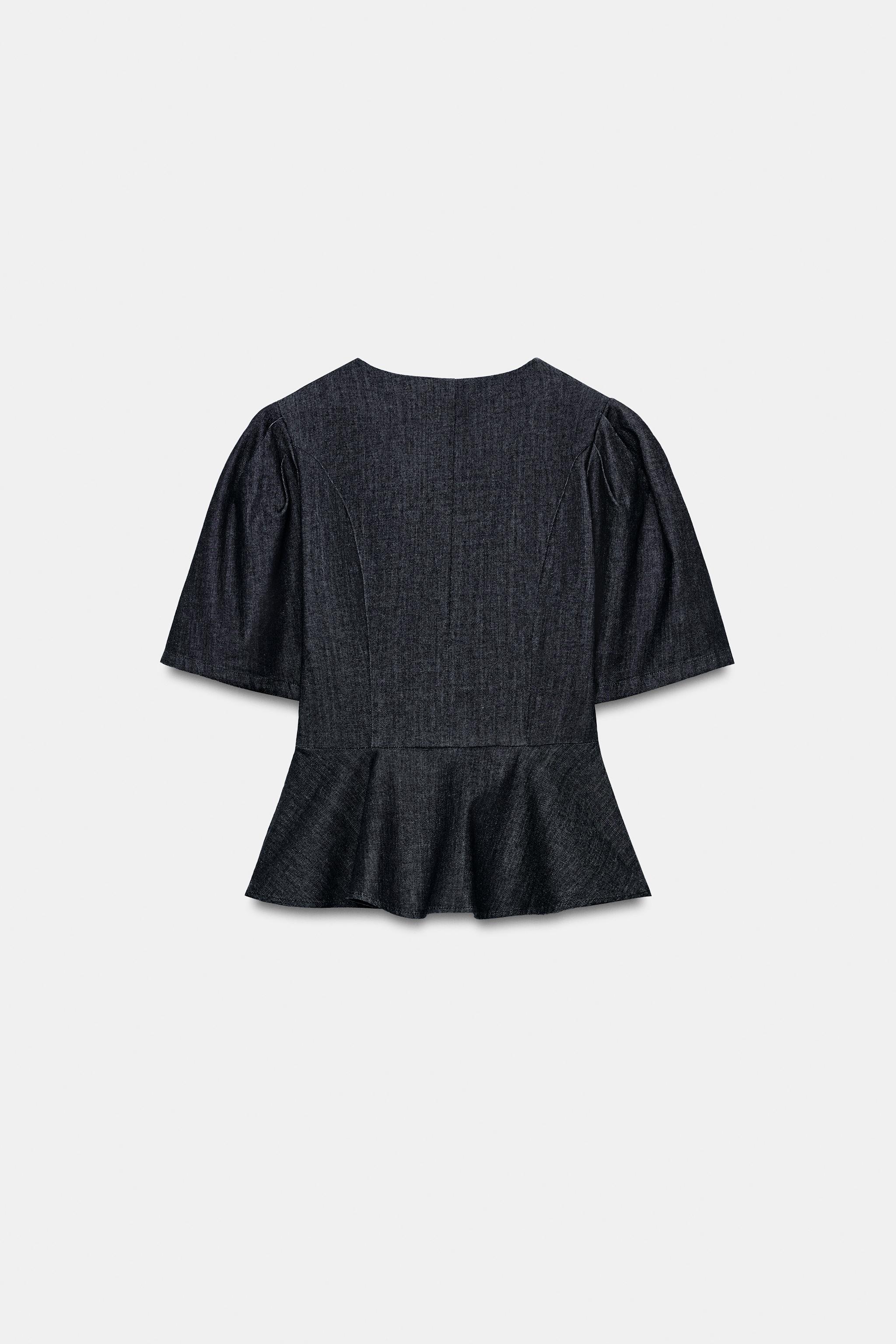 PEPLUM TOP WITH FIREMAN CLASPS - Blue | ZARA Canada