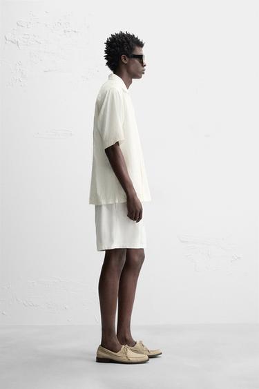 BERMUDA EN COTON ET LIN - Blanc de Zara - Image 3