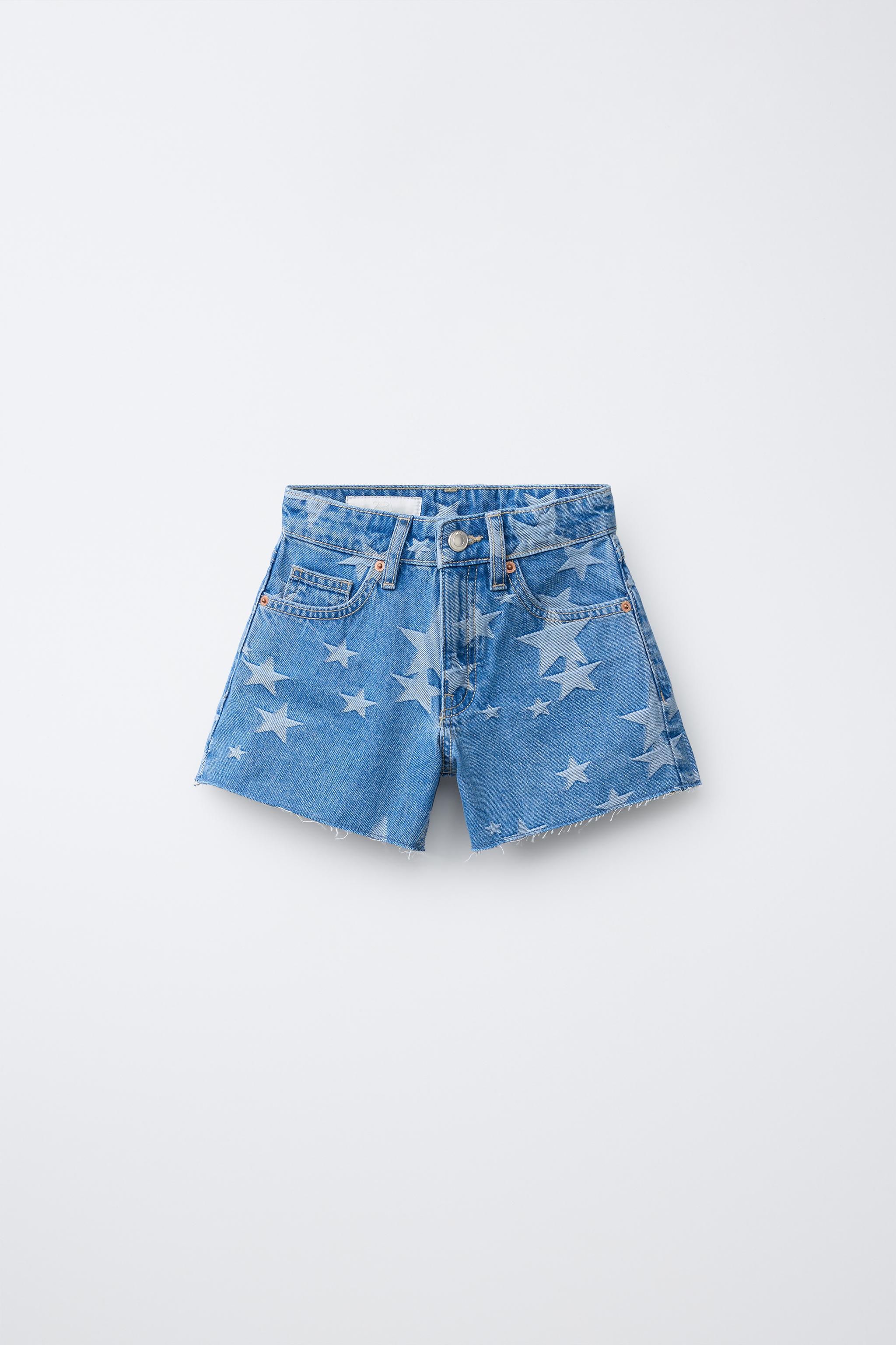 STAR PRINT DENIM SHORTS