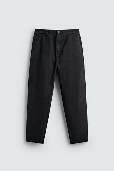 PANTALON CARROT FIT DÉLAVÉ - Noir de Zara