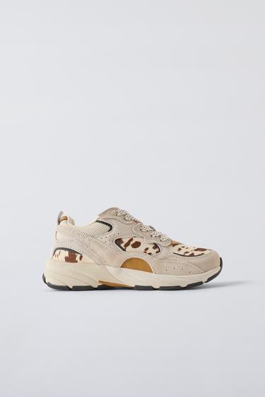 ZAPATILLA DEPORTIVA  PIEL COW - Beige de Zara - Imagen 0
