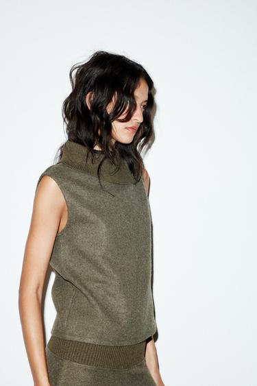 TOP DOUX COL OUVERT - Vert chiné de Zara - Image 5