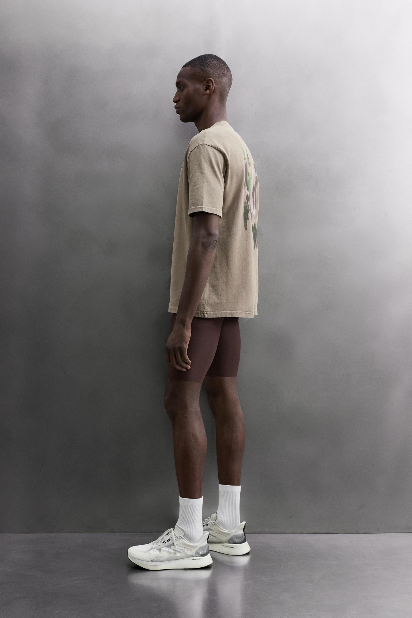 Мужская футболка Zara Printed Cotton, цвет: Коричневый / Серо-коричневый — фото 4