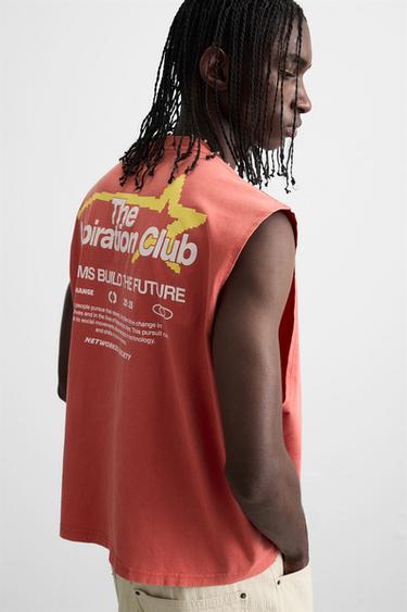 CONTRAST PRINT KNIT TANK TOP - Red by Zara