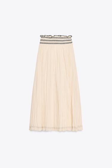 RUSTIC SKIRT WITH CONTRAST WAIST - Beige by Zara - Image 5