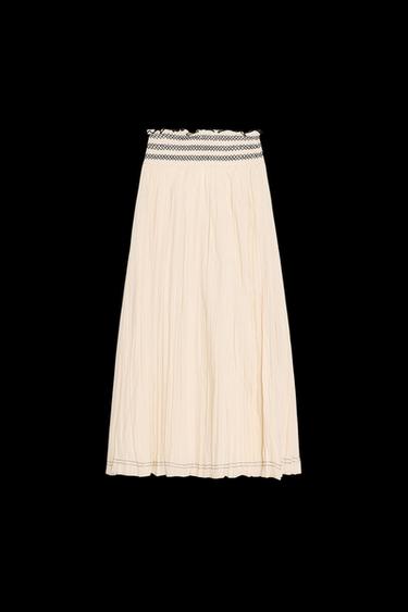 RUSTIKALER ROCK MIT KONTRASTIERENDER TAILLE - Beige von Zara