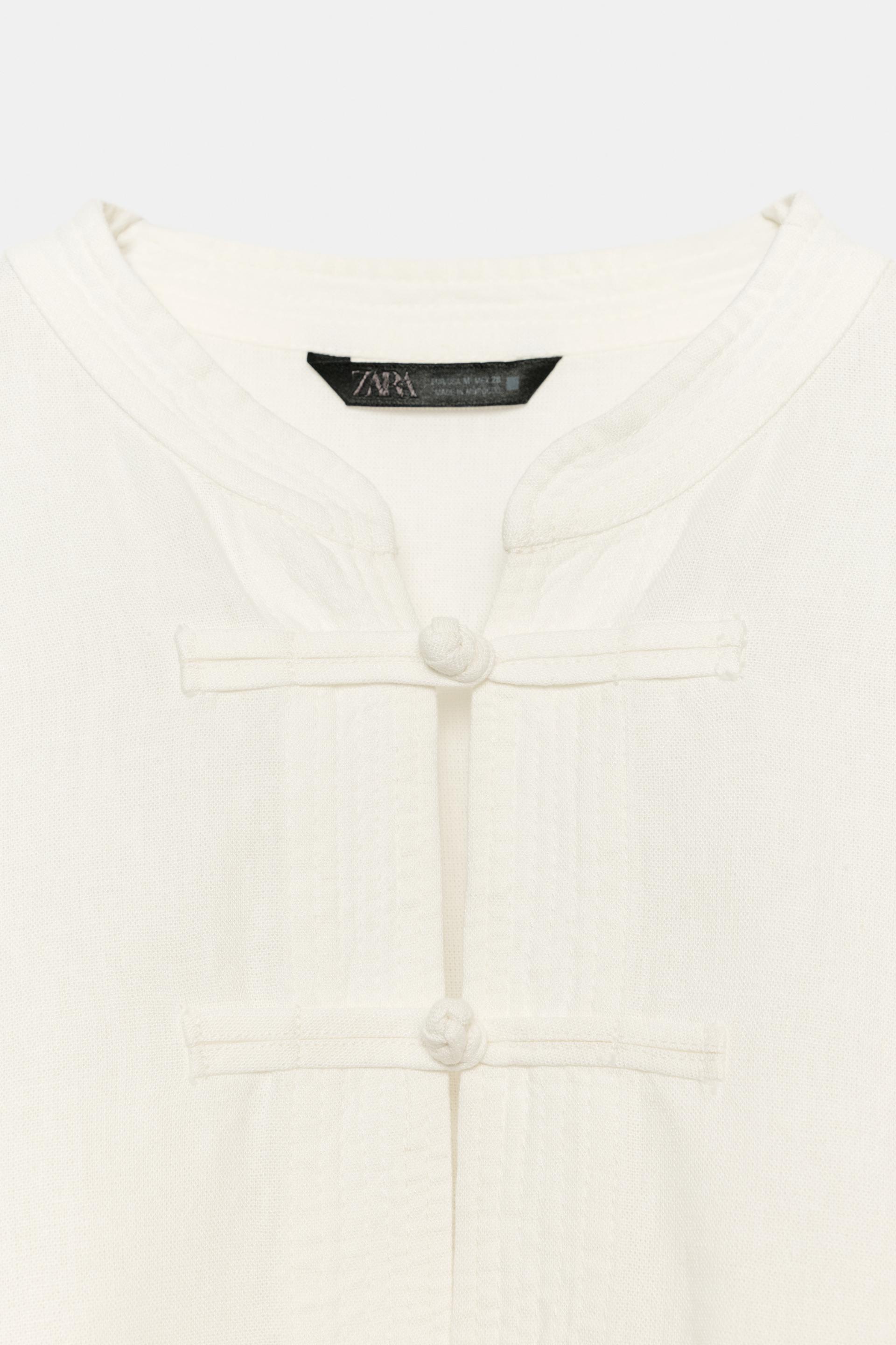 LINEN OVERSIZED SHIRT WITH FROG FASTENING thumbnail 10