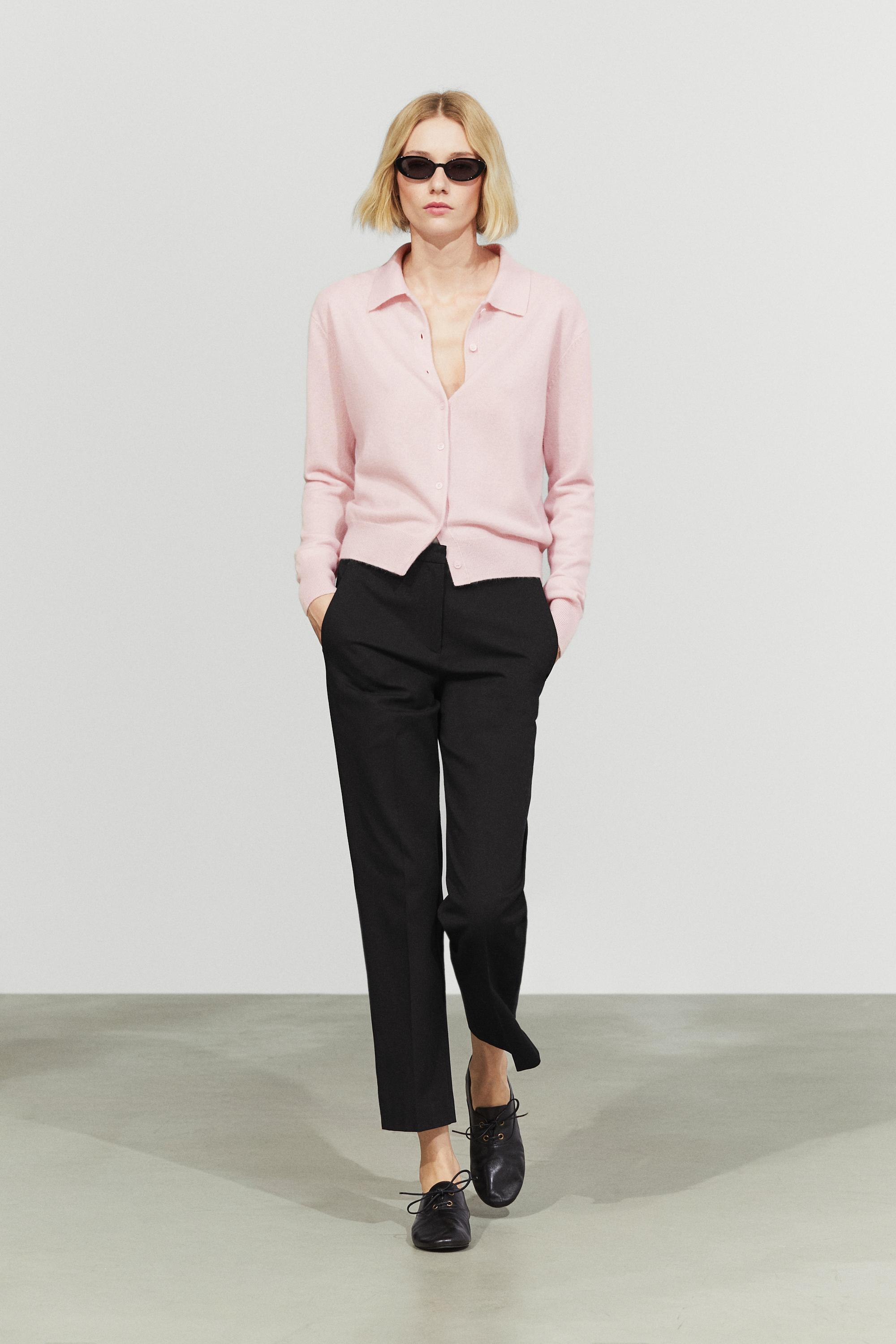 100% cashmere knit polo collar cardigan — 144