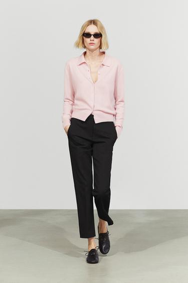 Zara 100% cashmere knit polo collar cardigan - 144 - Image 0