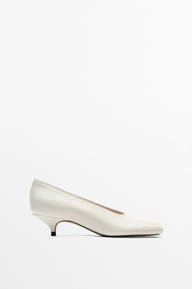 Zara Soft leather heel shoe - White - Image 0