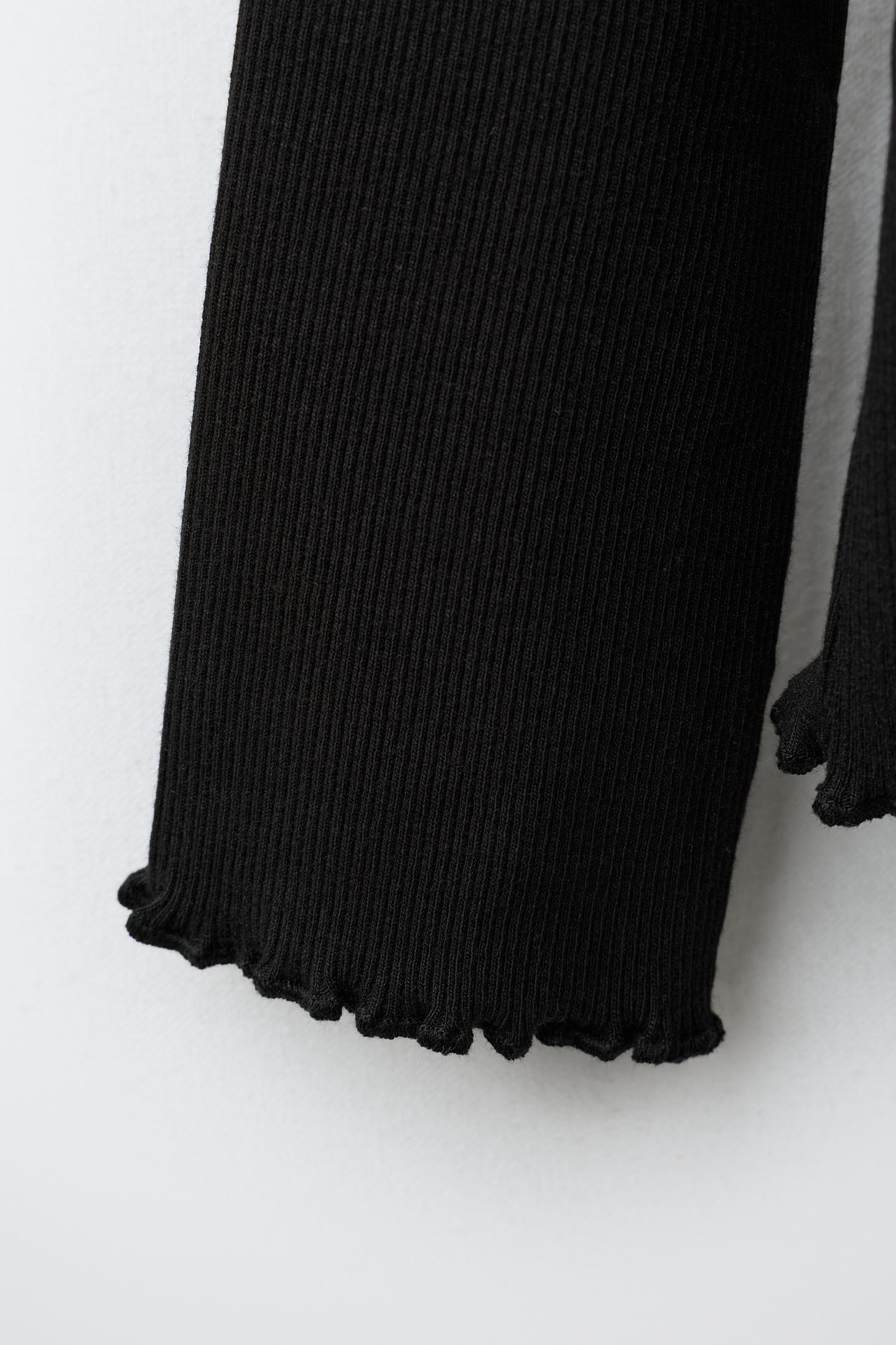 Детская футболка Zara Embroidered Ribbed, цвет: Чёрный — фото 4