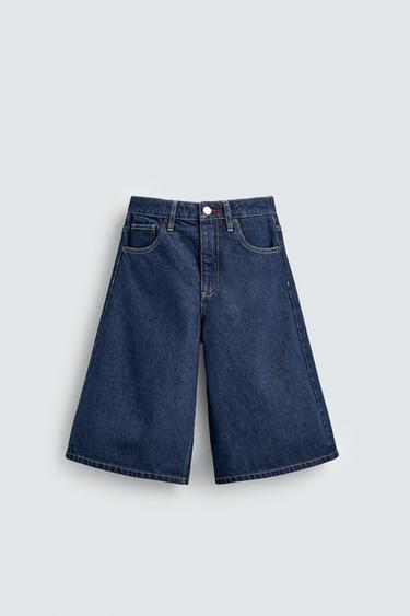 QUẦN SHORT BERMUDA MIDI DENIM THÊU HỌA TIẾT HARRY LAMBERT FOR ZARA X DISNEY - Xanh dương từ Zara