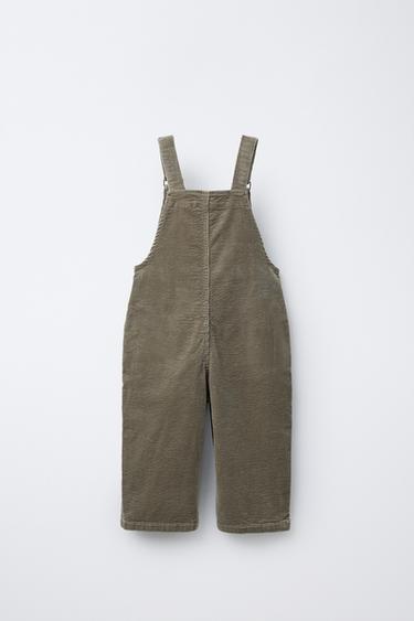 Zara CORDUROY OVERALLS WITH LABEL - Green