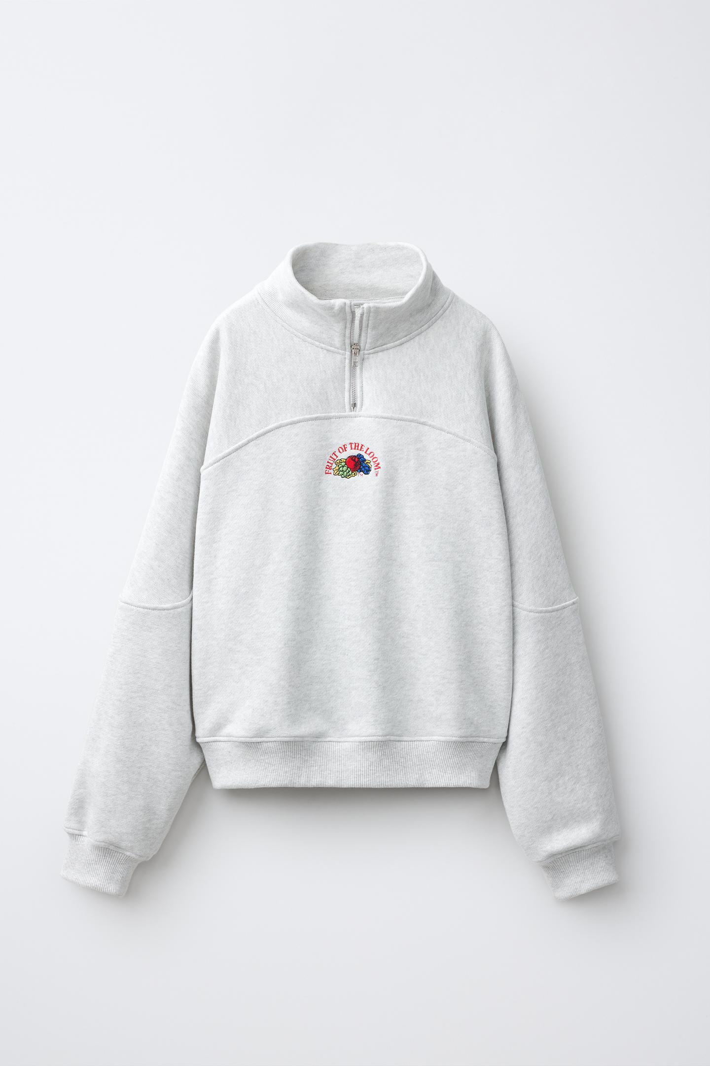 Детский свитшот Zara Fruit OF the Loom™ Embroidered Logo, цвет: Серый меланжевый