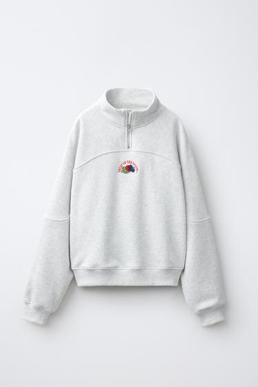 FRUIT OF THE LOOM™ EMBROIDERED LOGO SWEATSHIRT - Grey marl by Zara