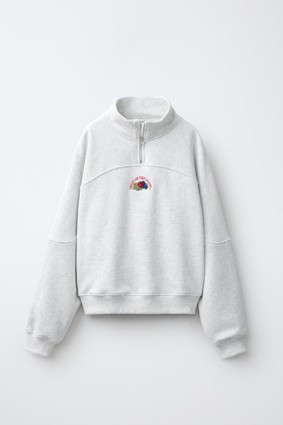 MOLETOM COM LOGO BORDADO FRUIT OF THE LOOM™ - Cinza-vigoré da Zara - Imagem 0